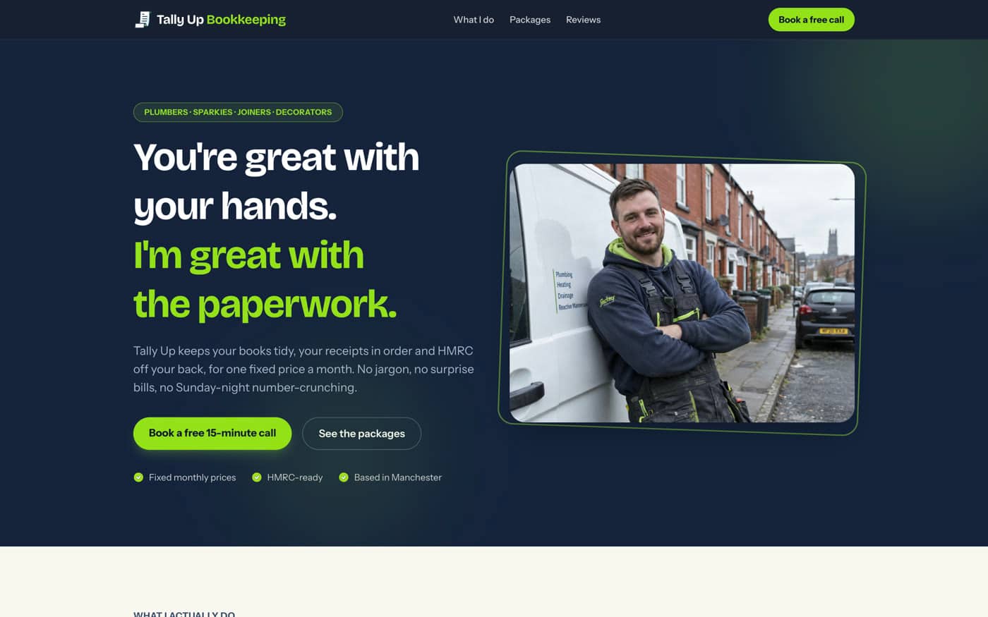 Tally Up Bookkeeping website built with Launch
