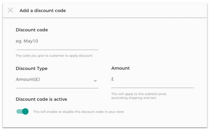 Add discount code