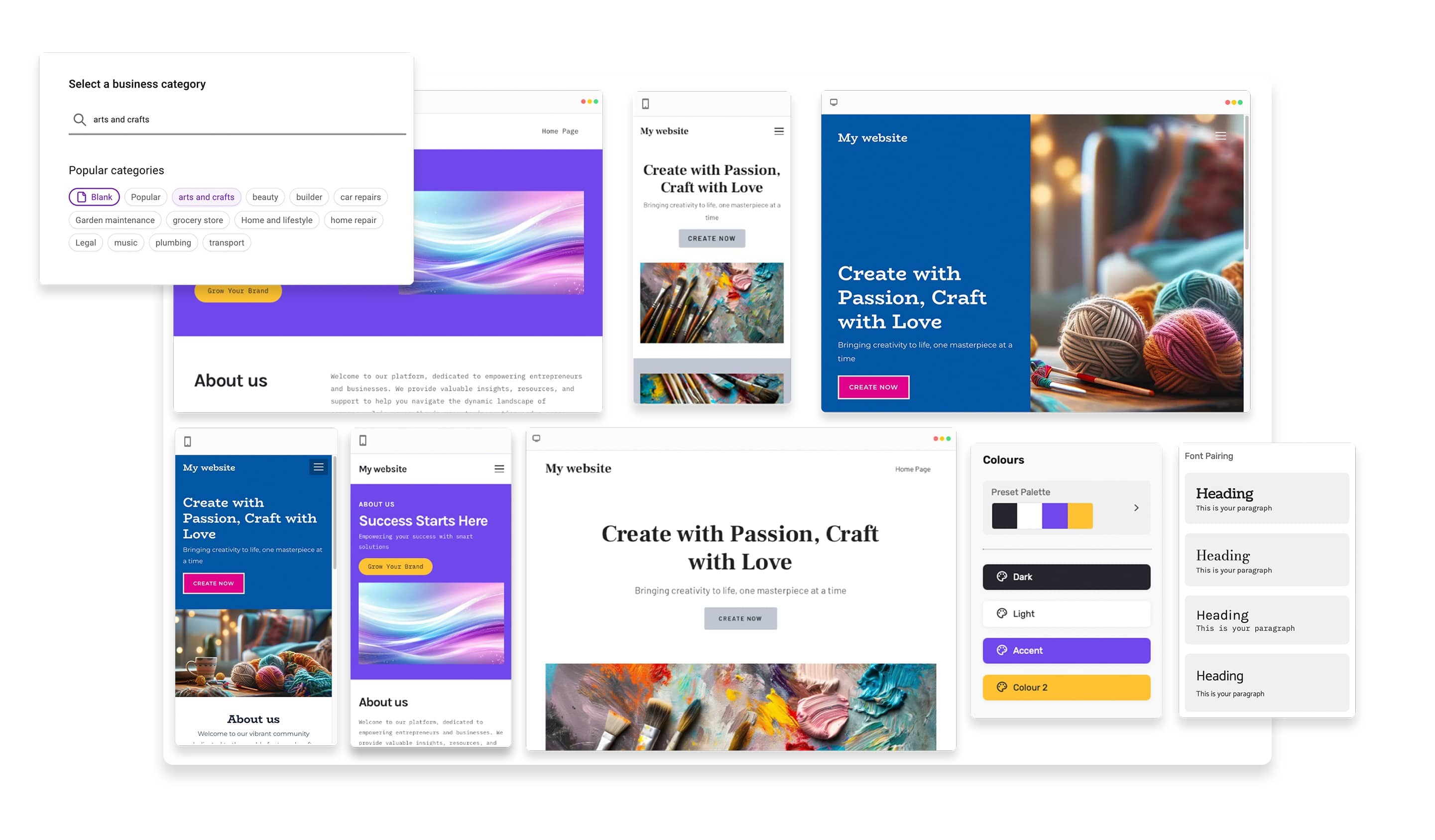 Templates for arts and crafts websites